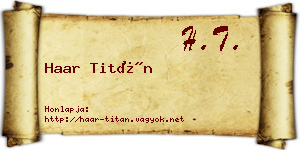 Haar Titán névjegykártya